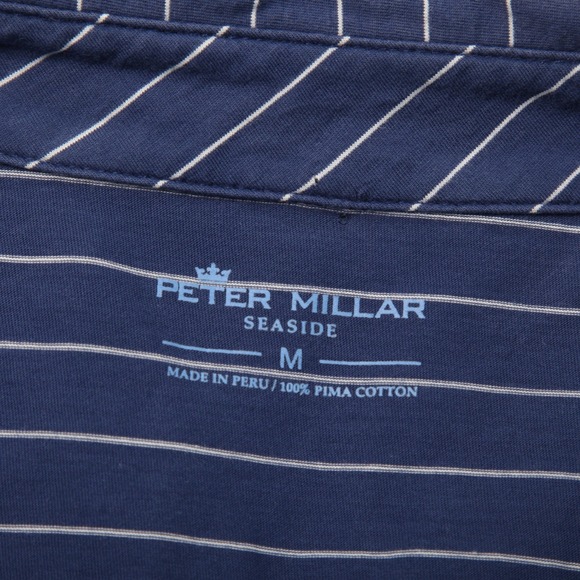 Peter Millar Polo Shirt Mens Medium Blue White Stripe Seaside Midland Hills CC - Picture 5 of 12